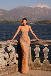 27DRESS Formal Strapless Sleeveless Mermaid Evening Dresses with Rhinestones